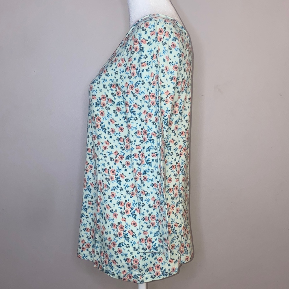 Loft Sleep Floral Henley Three-Quarter Sleeve Top - Picture 5 of 12